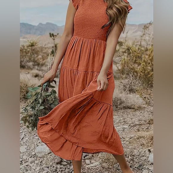 Brand new, never worn burnt orange Boho dress. - Picture 1 of 4